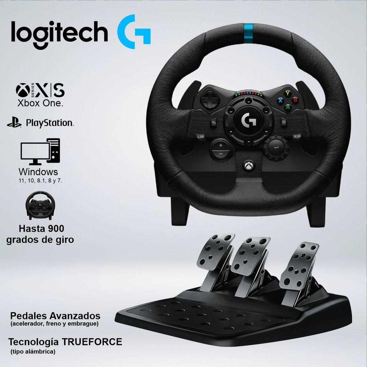 LOGITECH - TIMON CON PEDAL LOGITECH G923 TRUEFORCE Xbox Series X-S Xbox One  Playstation  PC