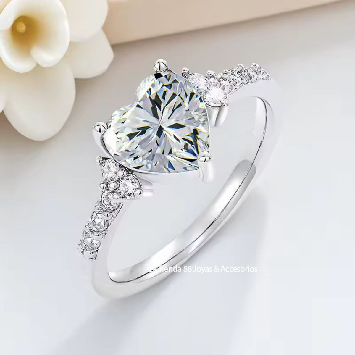 LA TIENDA 88 JOYAS Y ACCESORIOS - La Tienda 88 - Anillo De Compromiso Mujer Bañado Oro 18k - Blanco