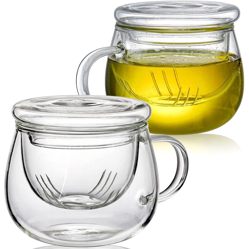 GENERICO - Juego de 2 tazas de té de vidrio  350 ml