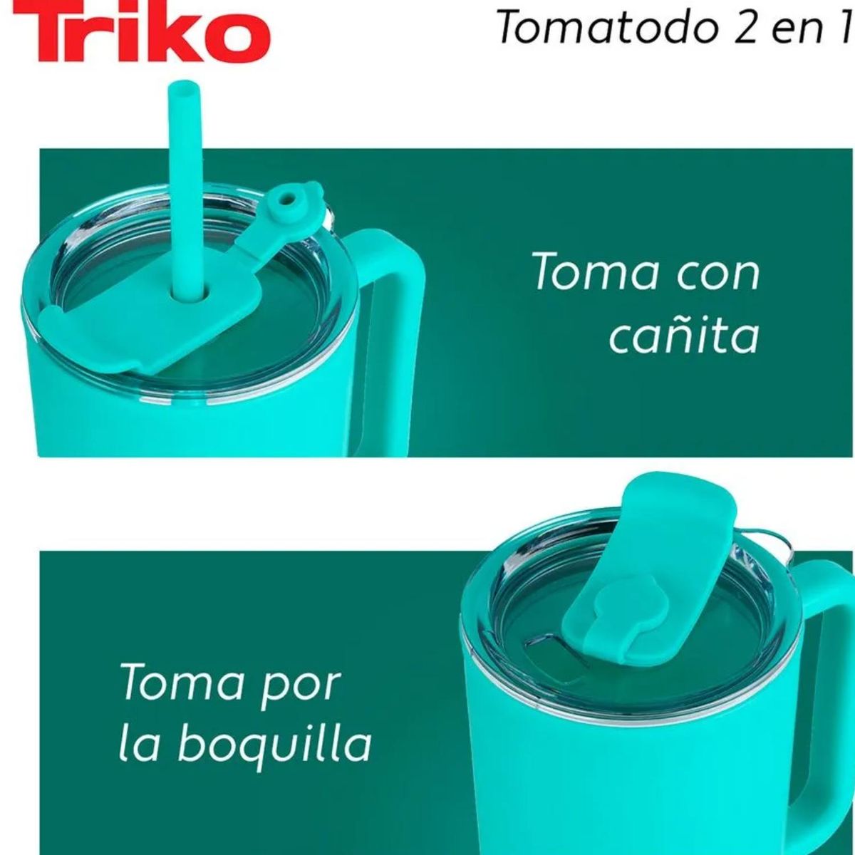 GENERICO - Tomatodo Plastico Doble Pared Turquesa 1200 ml-Triko