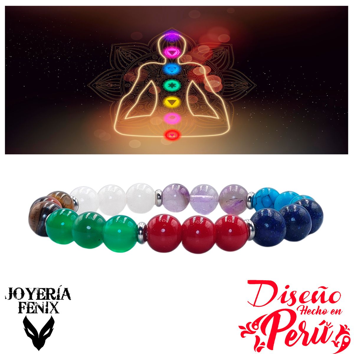 JOYERIA FENIX - Pulsera 7 Chakras Piedras Naturales - Joyería Fenix