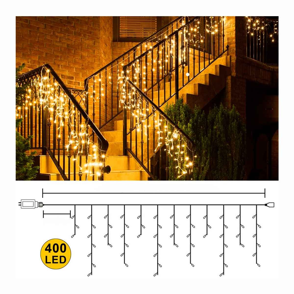 ARTEZA - Guirnalda de 12 metros 400 Luces led de Cascada