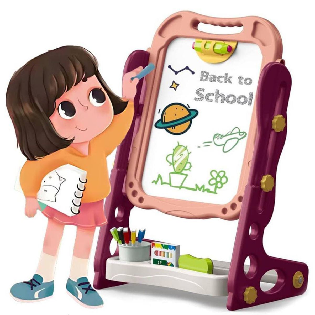 GENERICO - Pizarra de Aprendizaje Magnética de Arte - 52 Piezas Rosado