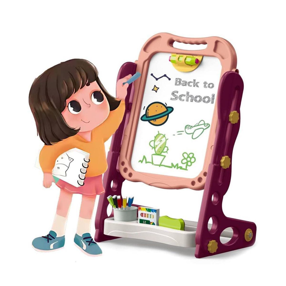 GENERICO - Pizarra de Aprendizaje Magnética de Arte - 52 Piezas Rosado