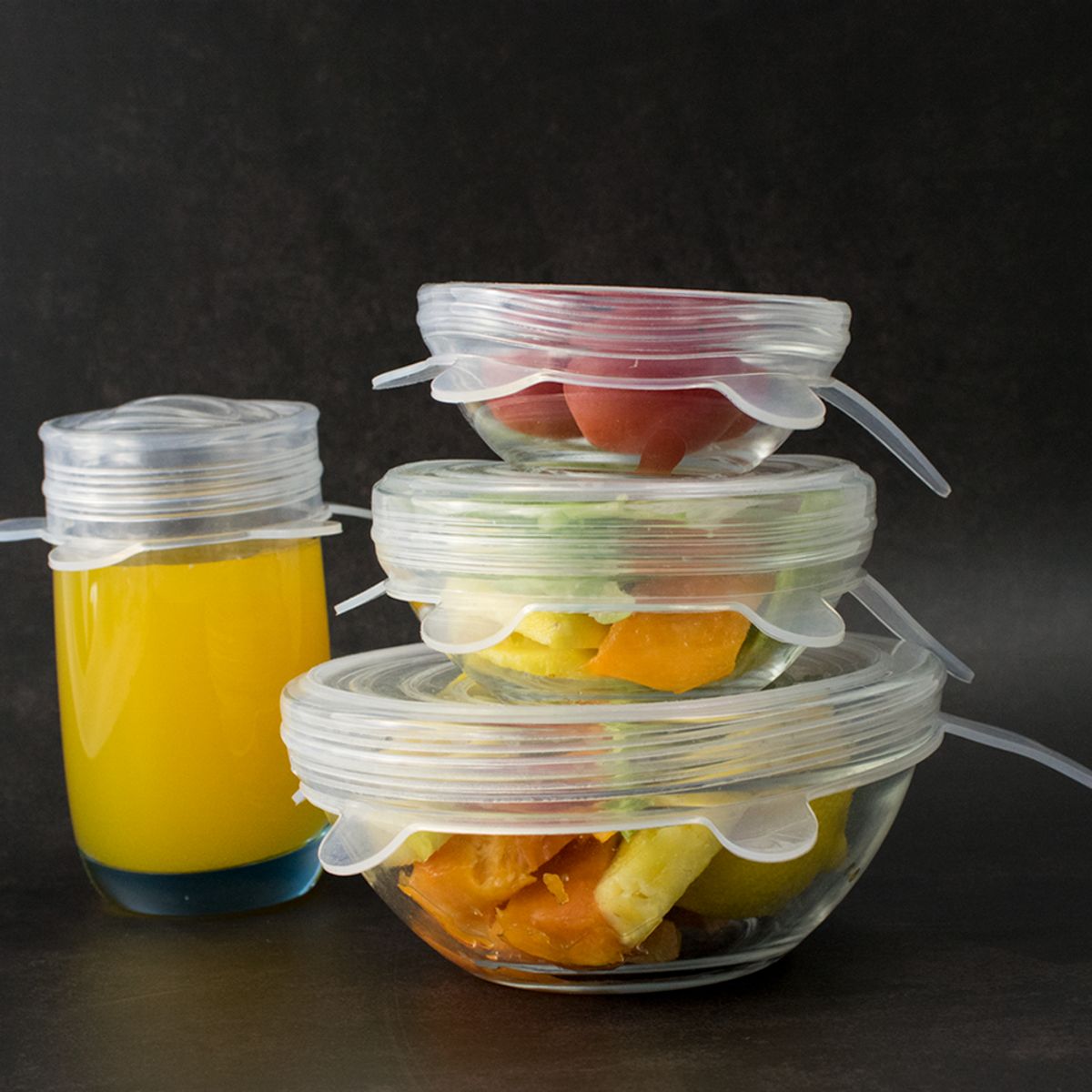 INSPIRA - Set x 6 Tapas Silicona Elástica Reutilizables y Flexibles