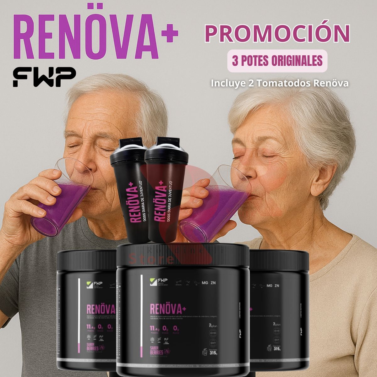 GENERICO - Colágeno Renova+ Proteínas PACK 3 POTES + 2 TOMATODOS GRATIS