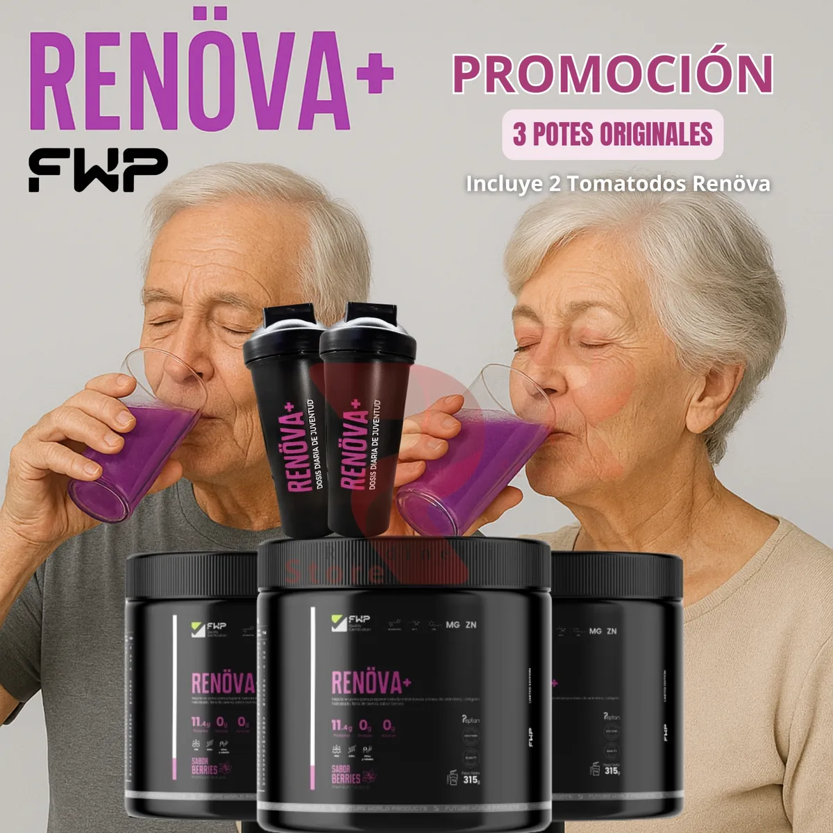 GENERICO - Colágeno Renova+ Proteínas PACK 3 POTES + 2 TOMATODOS GRATIS