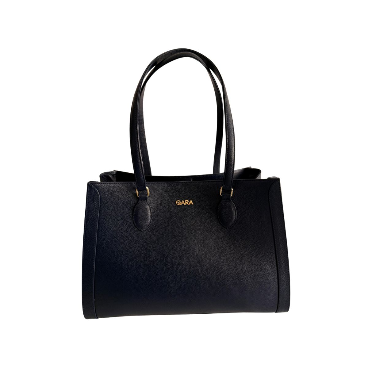 QARA - Tote Kate QARA de Cuero Genuino  Bolso Grande para Laptop con Cierre Metálico