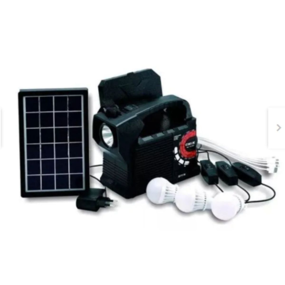 GENERICO - Lampara Radio Solar Kit Multifuncional Recargable Con Panel