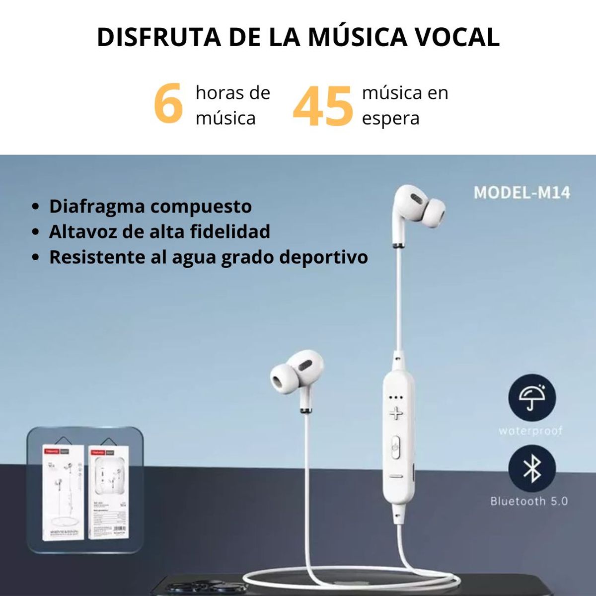 TRANYOO - Audífonos Bluetooth Deportivos con Banda para Cuello y 6h Batería