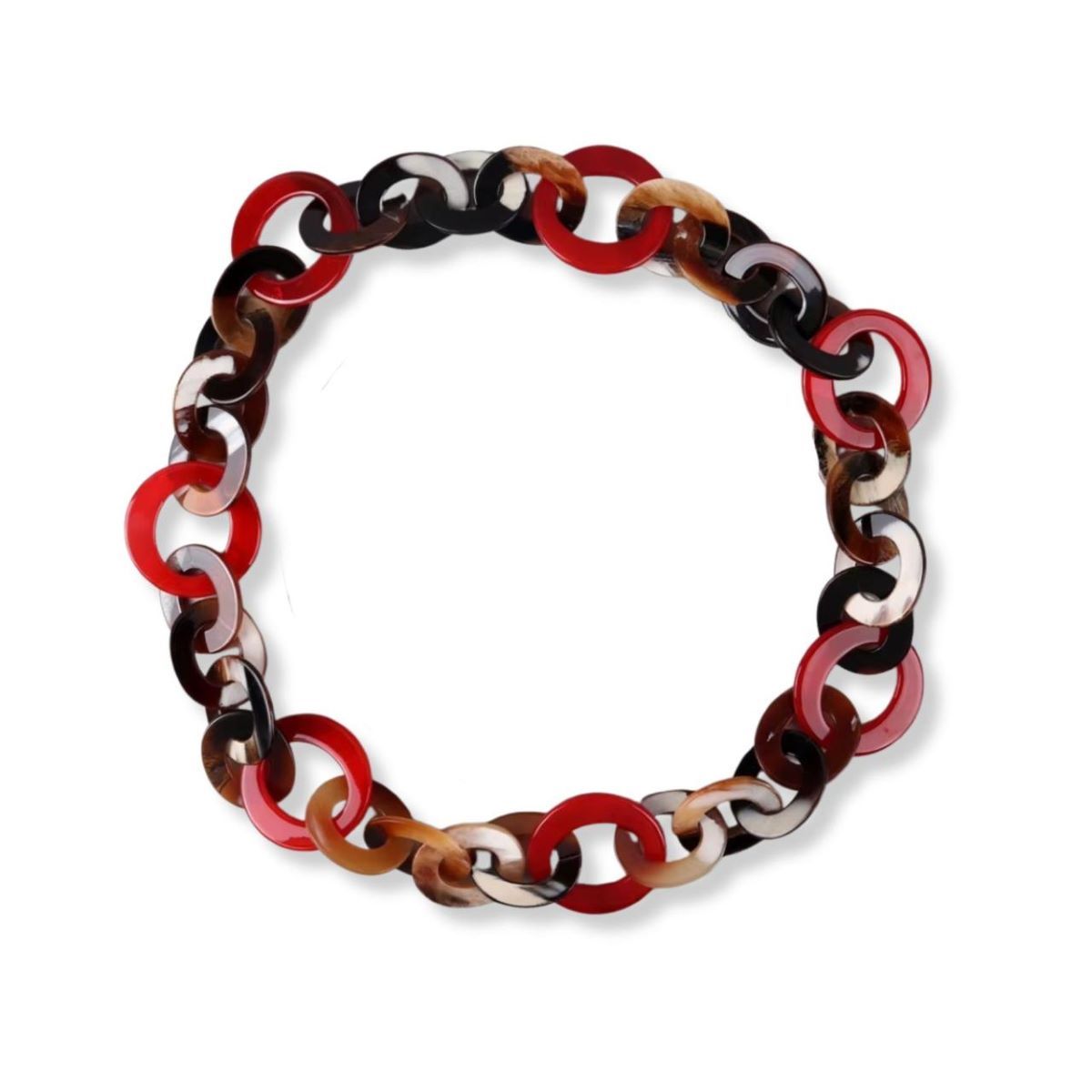 ESPIRAL ROJO - Collar Eslabones Largo - Acrílico