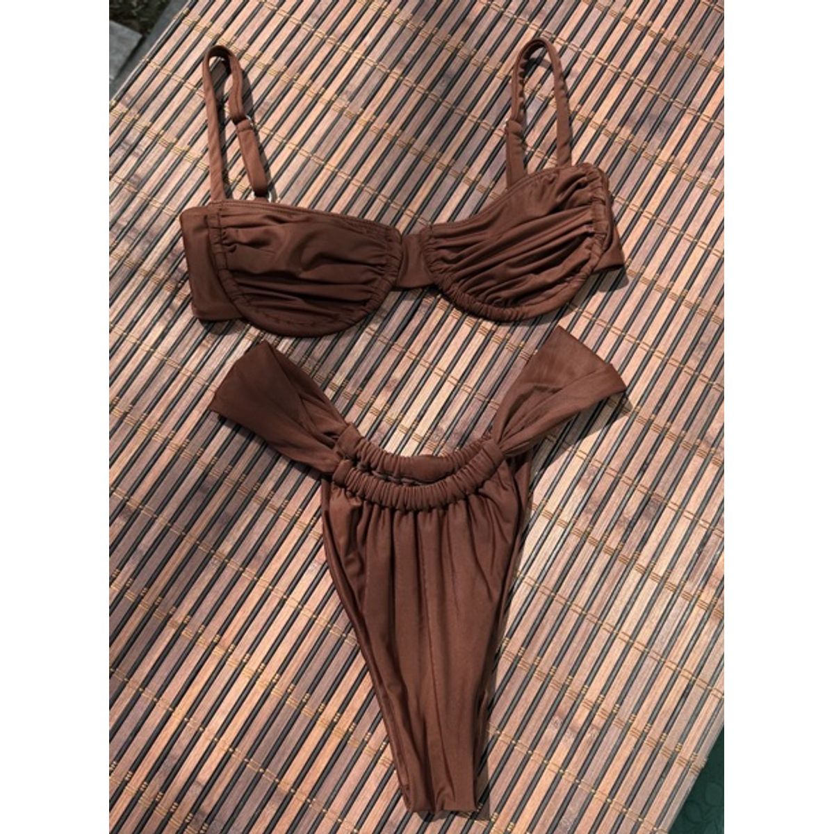 SOLARY - Bikini 2 piezas Corrugado marrón