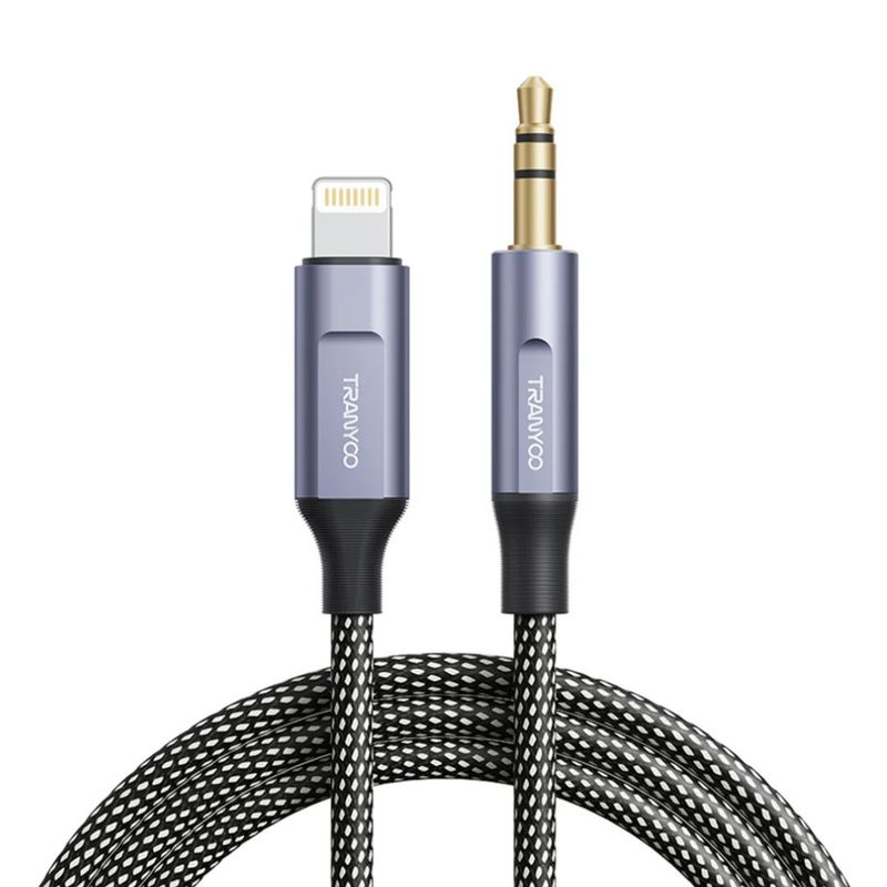TRANYOO - Cable de Audio Lightning a 3.5 mm Trenzado Metálico Compatible iOS