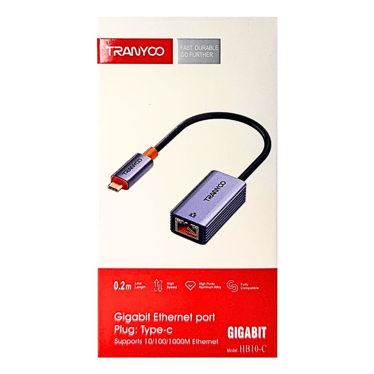 TRANYOO - Adaptador Tipo-C a Ethernet RJ45 Gigabit 1000Mbps Aluminio