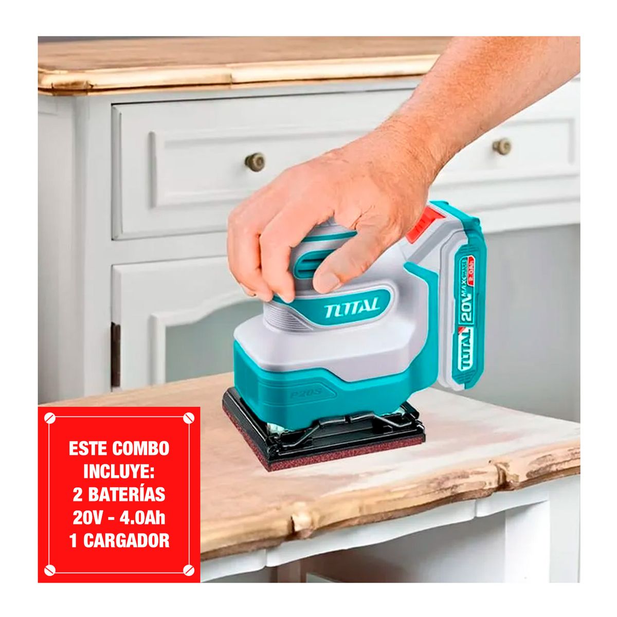 TOTAL TOOLS - Combo 9 Piezas Con 2 Bat. 4.0ah/1cargador + Accesorios Total