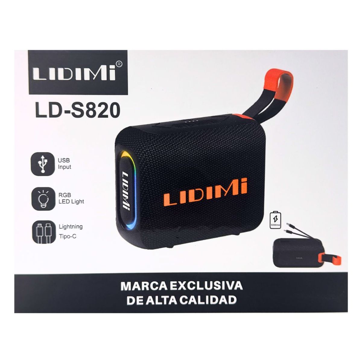 LIDIMI - Parlante Bluetooth Lidimi LD-S820 10W RGB Power Bank 5000mAh 25h