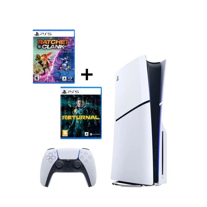 SONY - Consola Ps5 Slim con lectora 1TB Reacondicionada + 2 juegos físicos