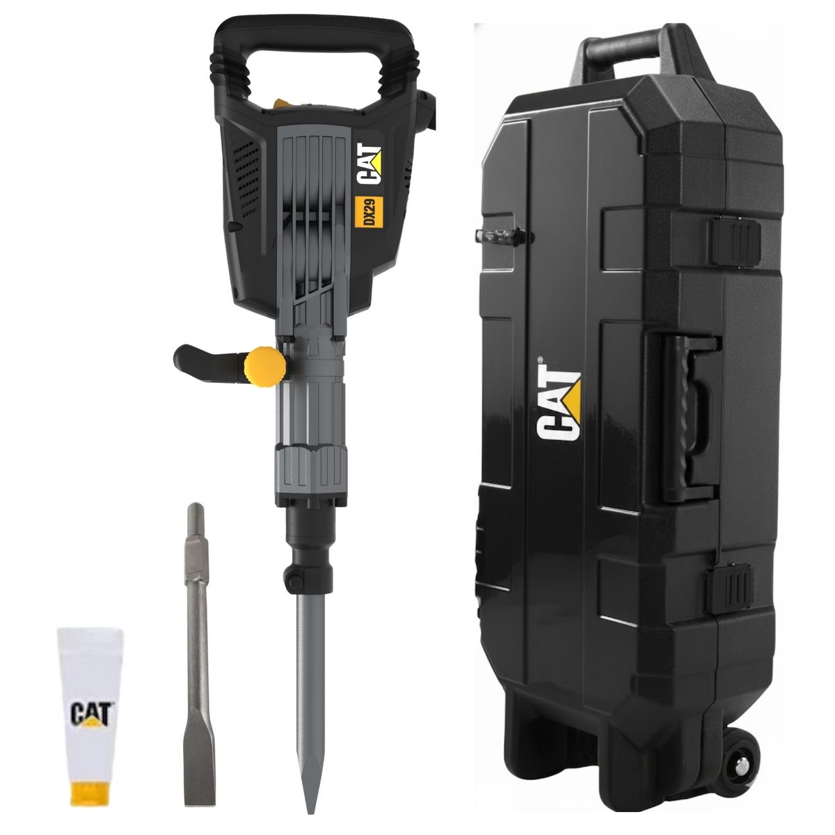 CAT - MARTILLO DEMOLEDOR 1750W, 2 Cinceles, MALETACON RUEDAS CAT