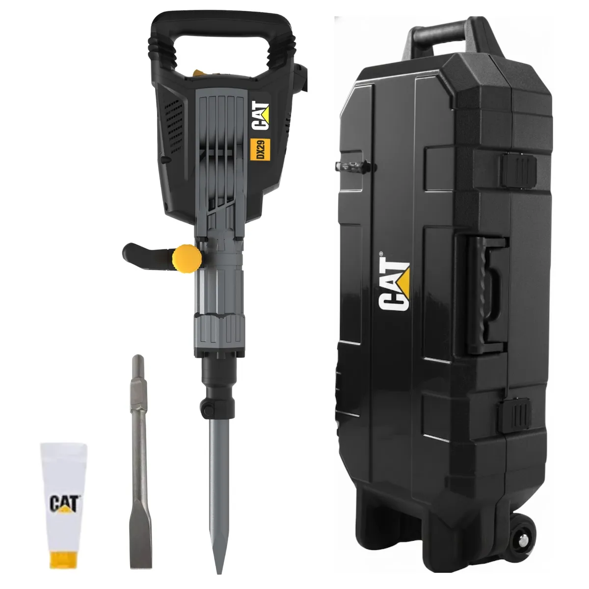 CAT - MARTILLO DEMOLEDOR 1750W, 2 Cinceles, MALETACON RUEDAS CAT