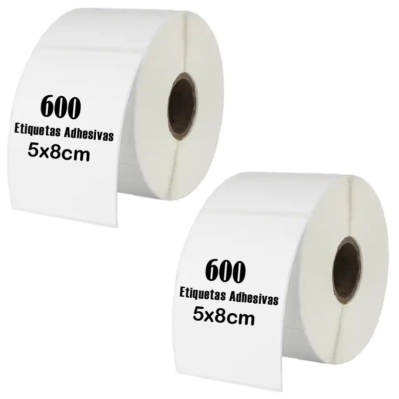 GENERICO - Etiqueta Termica Adhesiva  5x8cm Pack 2 Rollos