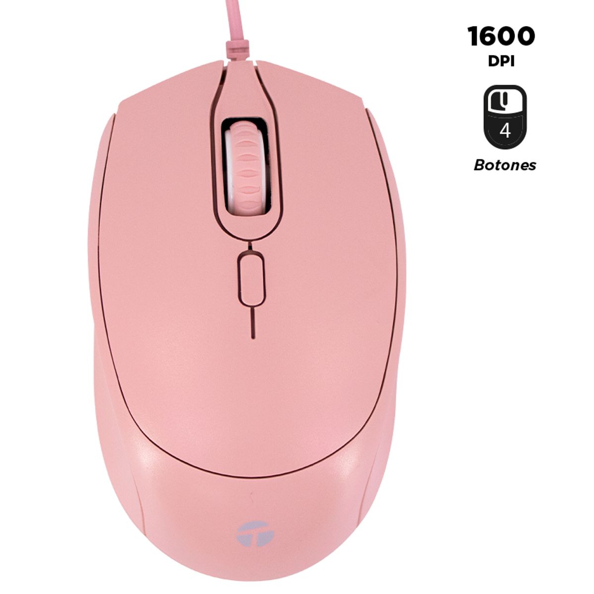 TEROS - Mouse Óptico TEROS TE-1226S Rosado USB ergonómico