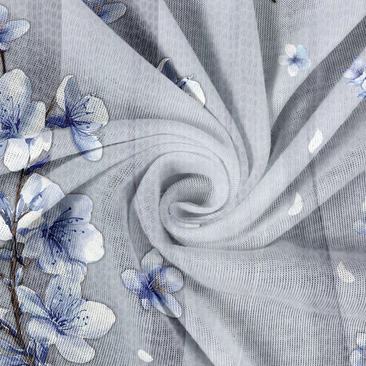 KAST PE - Cardigan Teresa ligero de flores gris azul  Talla M