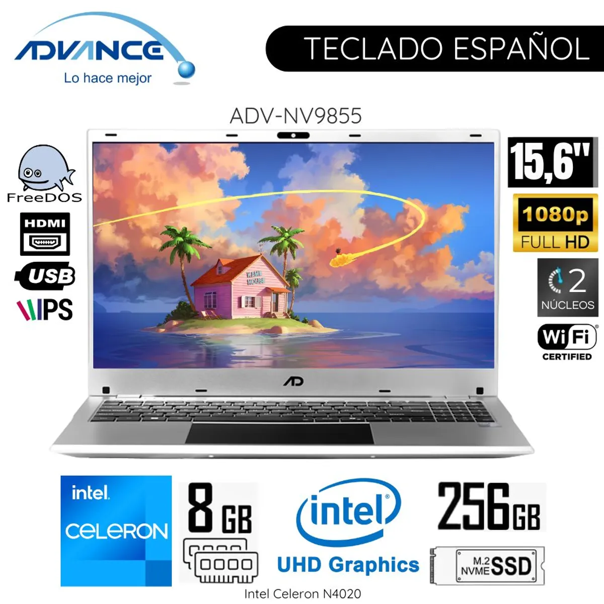ADVANCE - Laptop Advance NV9855 Intel Celeron N4020 8GB RAM 256GB SSD 15.6"  FHD IPS FreeDos