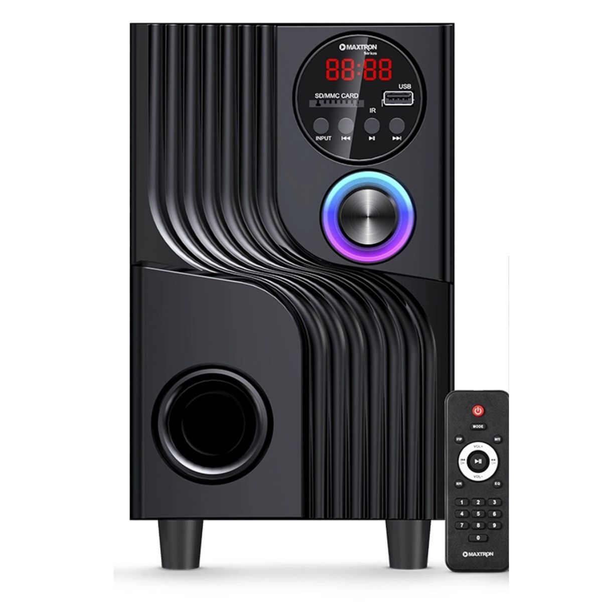 MAXTRON - Parlante 2,1 Maxtron MAX S201 Sirius USB BT AUX Iluminación LED