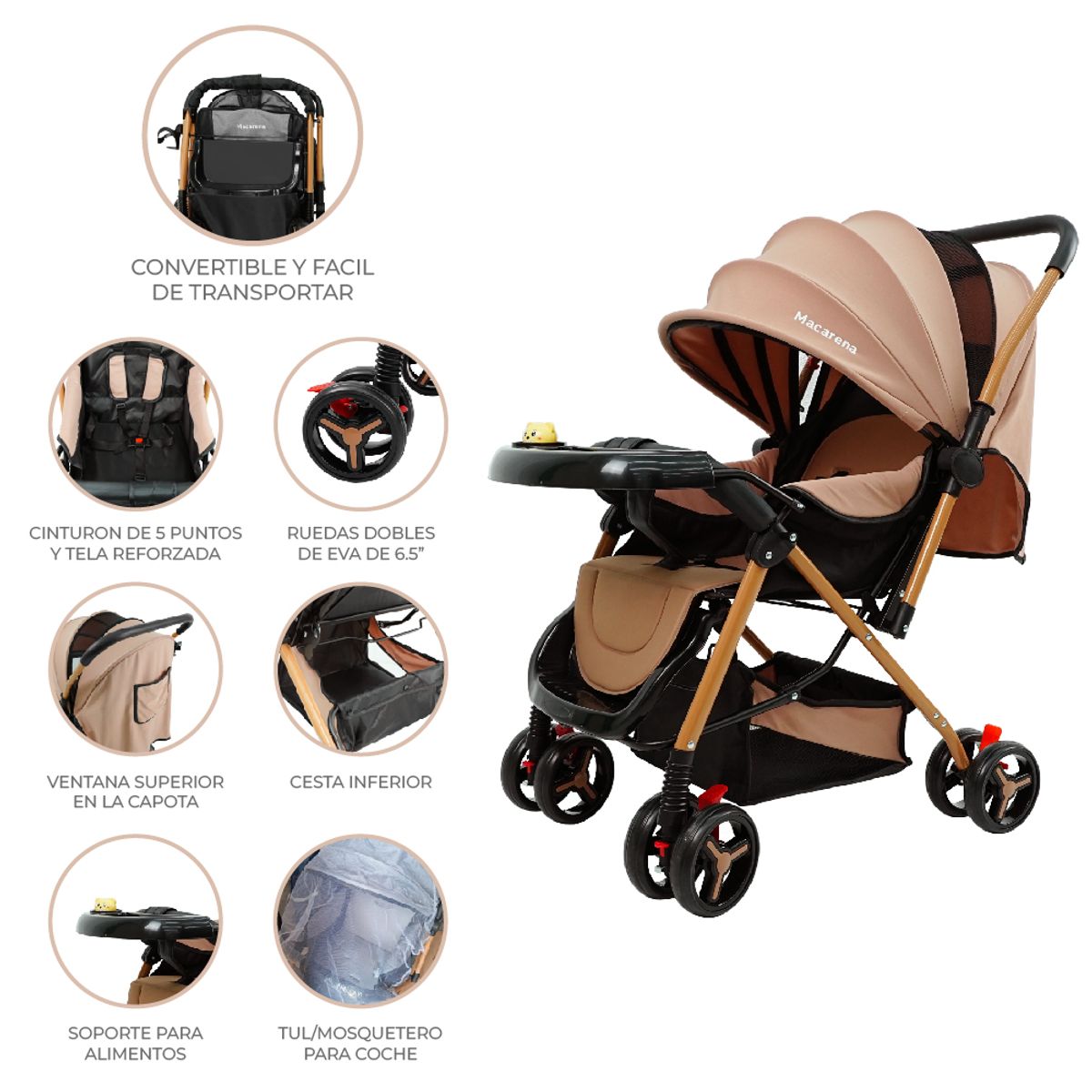 MACARENA - Coche para Bebe Macarena City Gris