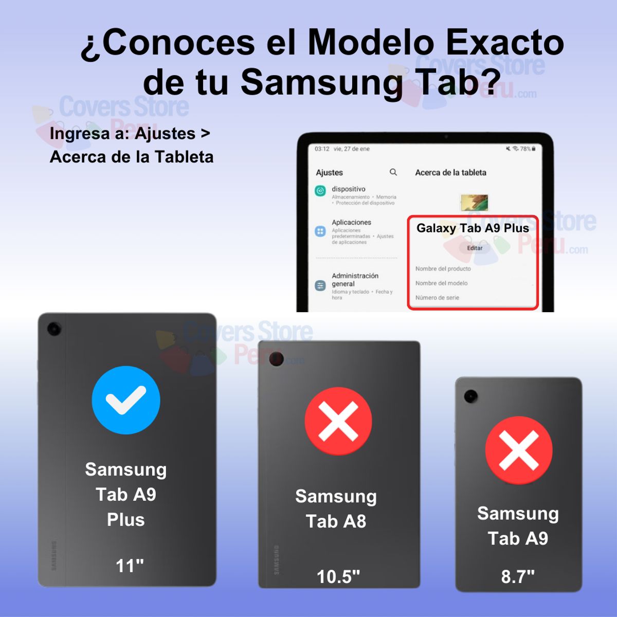 GENERICO - Funda para Samsung Tab A9 Plus 11 Gomas con Parante Negra