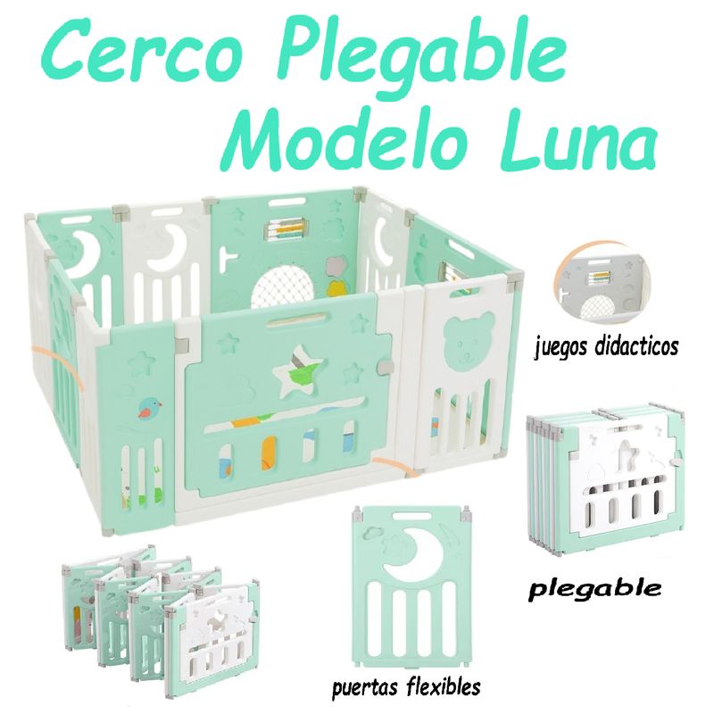 GENERICO - Cerco Bebe Con Piso Plegable Luna 120x150 - Verde