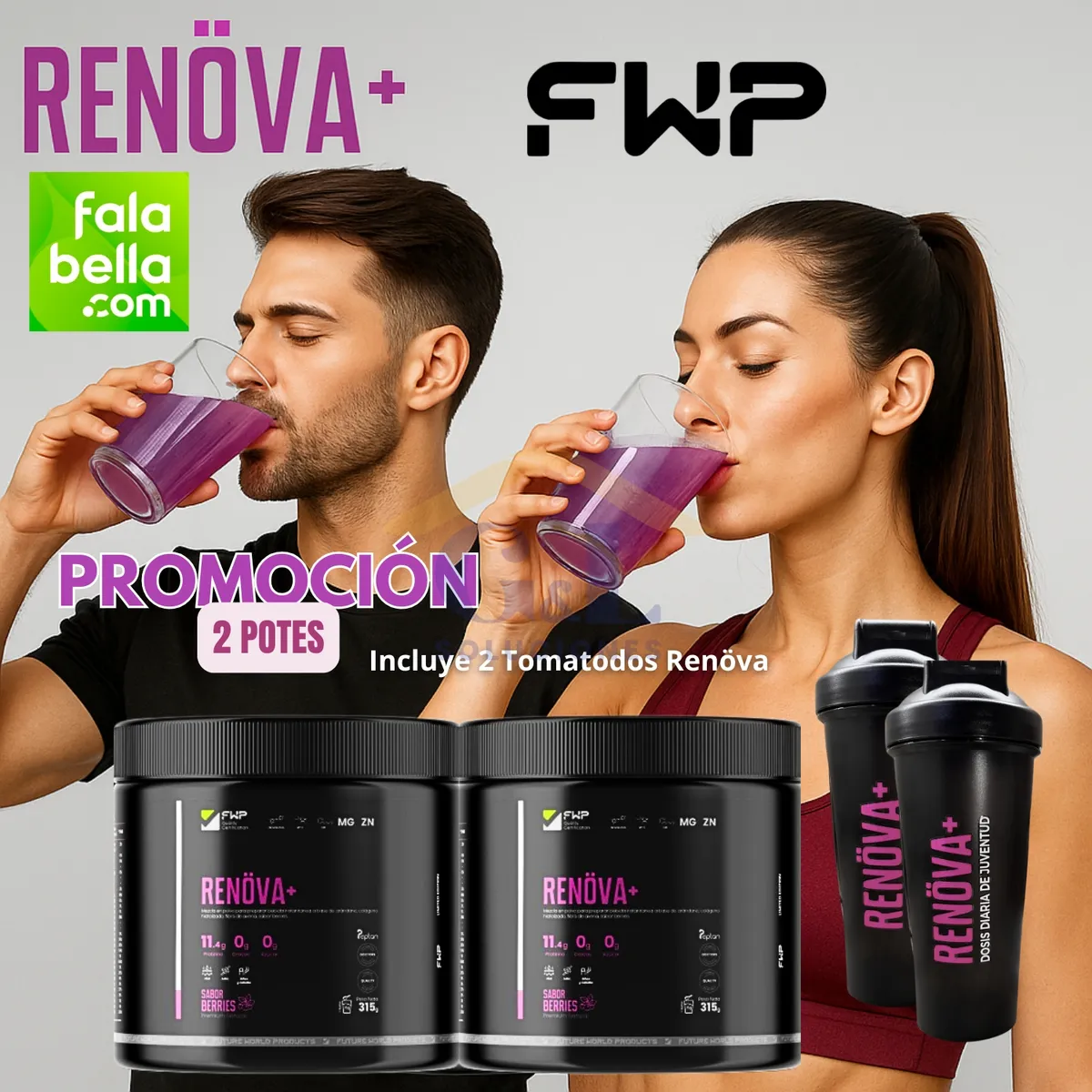 GENERICO - COLÁGENO RENOVA+ FWP CON PÉPTIDOS ACTIVOS PROMOCIÓN 2 POTES