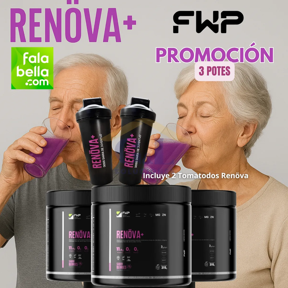 GENERICO - COLÁGENO RENOVA+ FWP CON PÉPTIDOS ACTIVOS PROMOCIÓN 3 PORTES