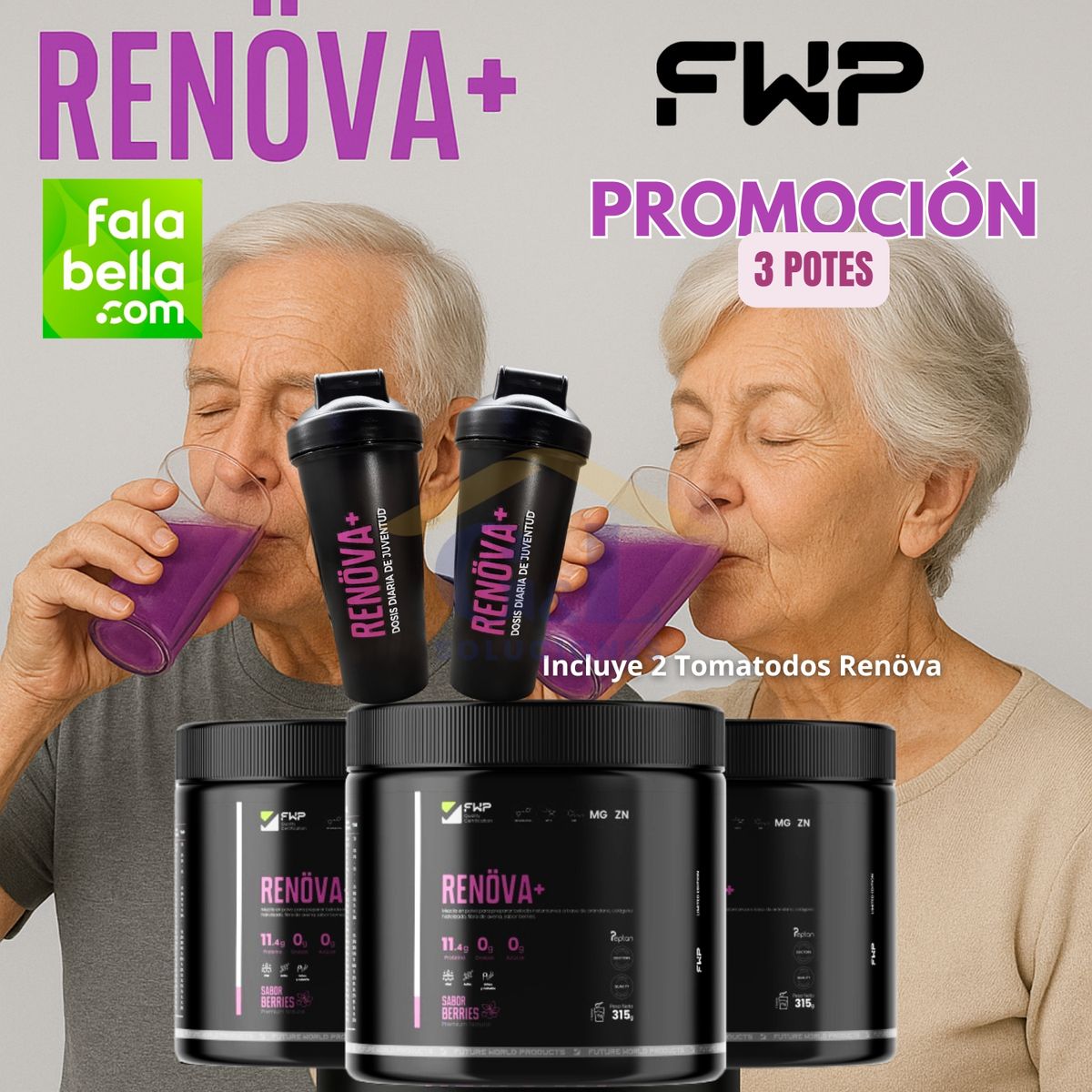 GENERICO - COLÁGENO RENOVA+ FWP CON PÉPTIDOS ACTIVOS PROMOCIÓN 3 PORTES