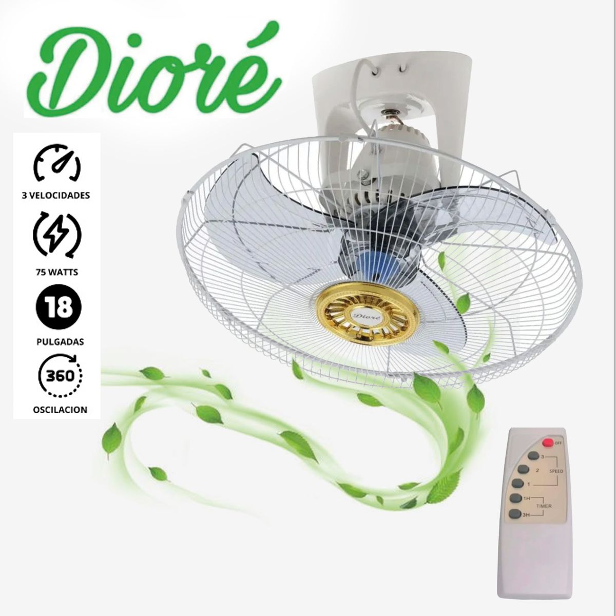 DIORE - VENTILADOR DE TECHO ORBITAL 18 A CONTROL REMOTO