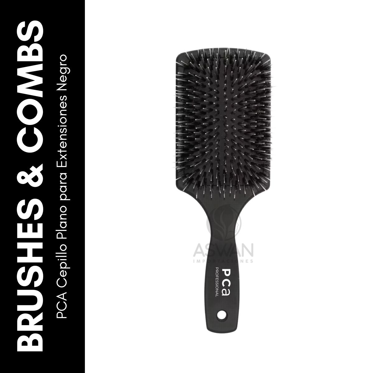GENERICO - Cepillo Plano para Extensiones Negro - PCA