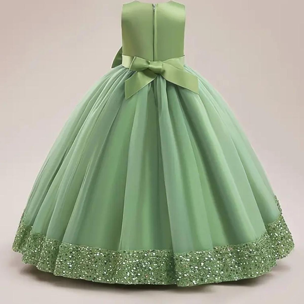 GENERICO - Vestido Niña Princesa Brillantes Verde Olivo Talla 10
