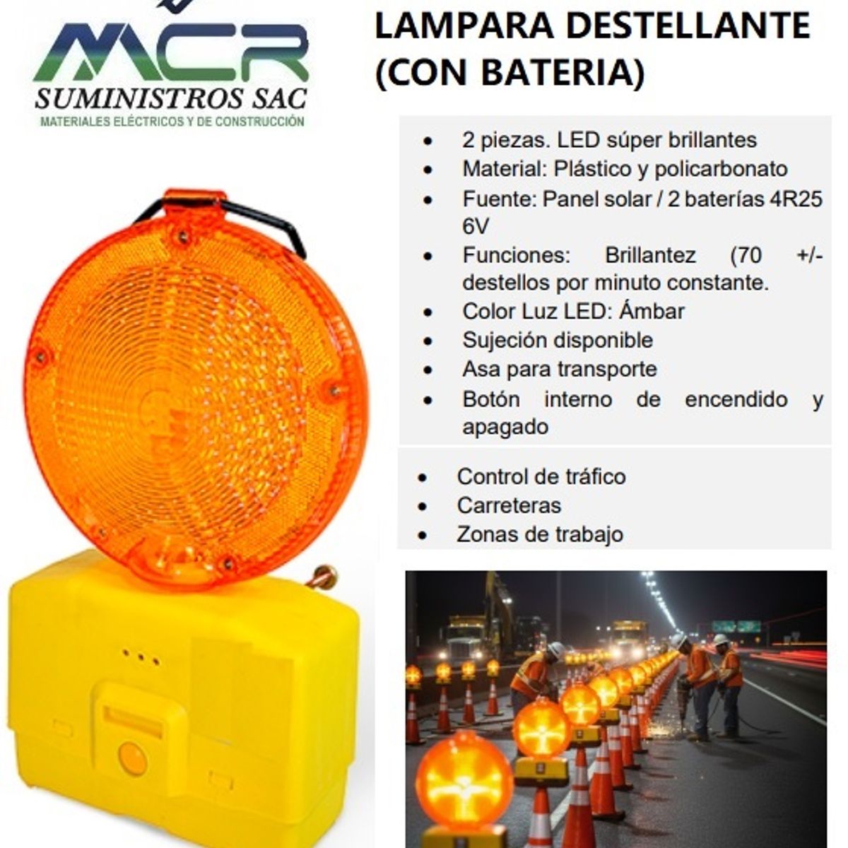 GENERICO - BALIZA LUMINOSA O LAMPARA DESTELLANTE CON BATERIA