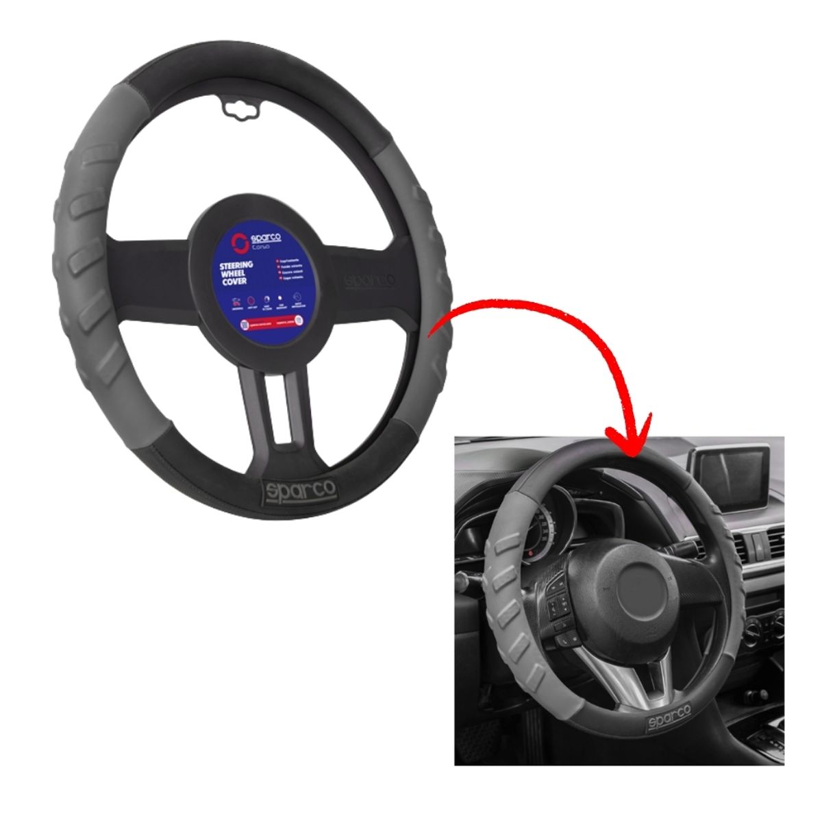 SPARCO - FUNDA TIMON SPARCO CUERO PLOMONEGRO SPC1117GR