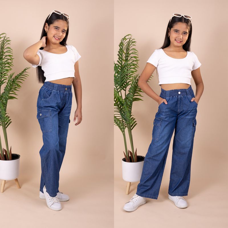 DANUS - PANTALON PALAZO CARGO DEMIN DANUS NIÑA