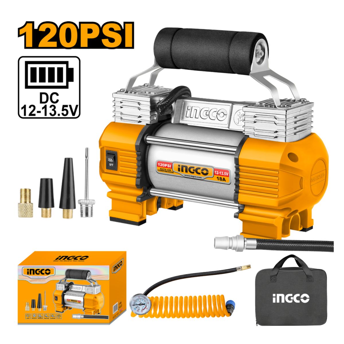 INGCO TOOLS - AAC2508 COMPRESORA DE AIRE 12V 120PSI