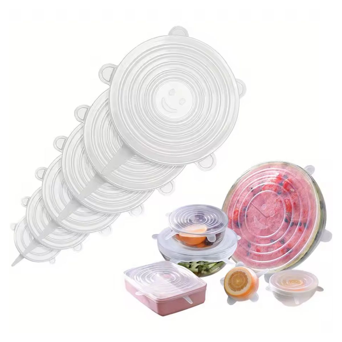 INSPIRA - Set de Tapas de Silicona Elásticas Reutilizables 6 Unid