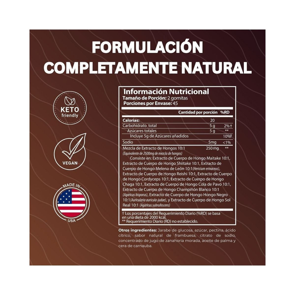 GENERICO - Melena de León, Cordyceps, Cola de Pavo Nutratonics 90 gomitas