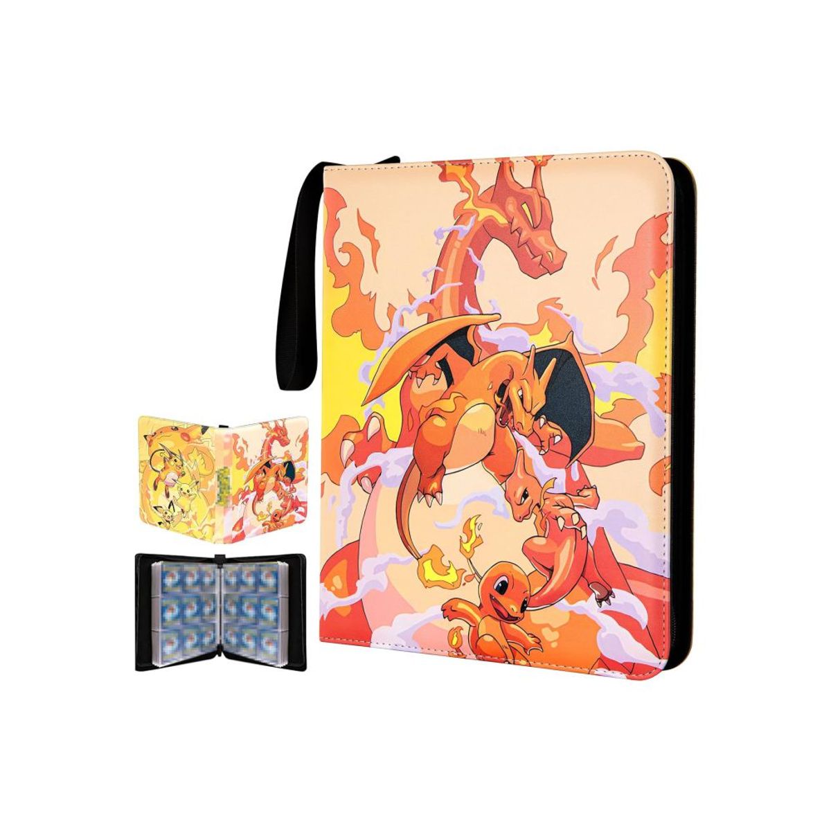 GENERICO - Folder 9 Pocket 900 Cartas Pikachu Charmander