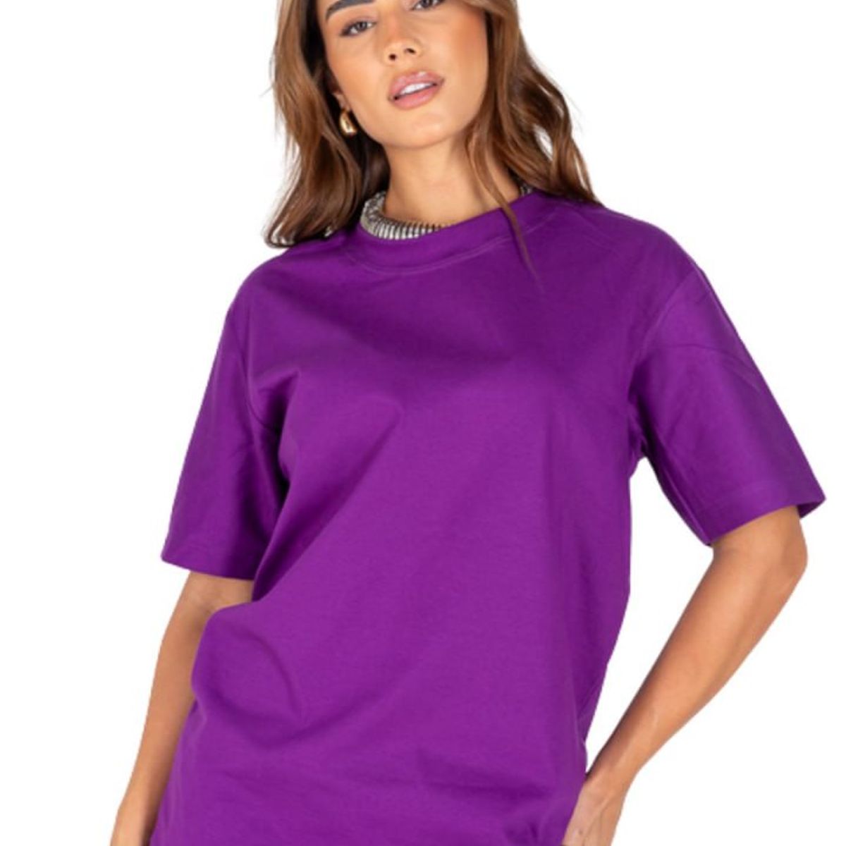 GENERICO - Polo Oversize Morado para mujer