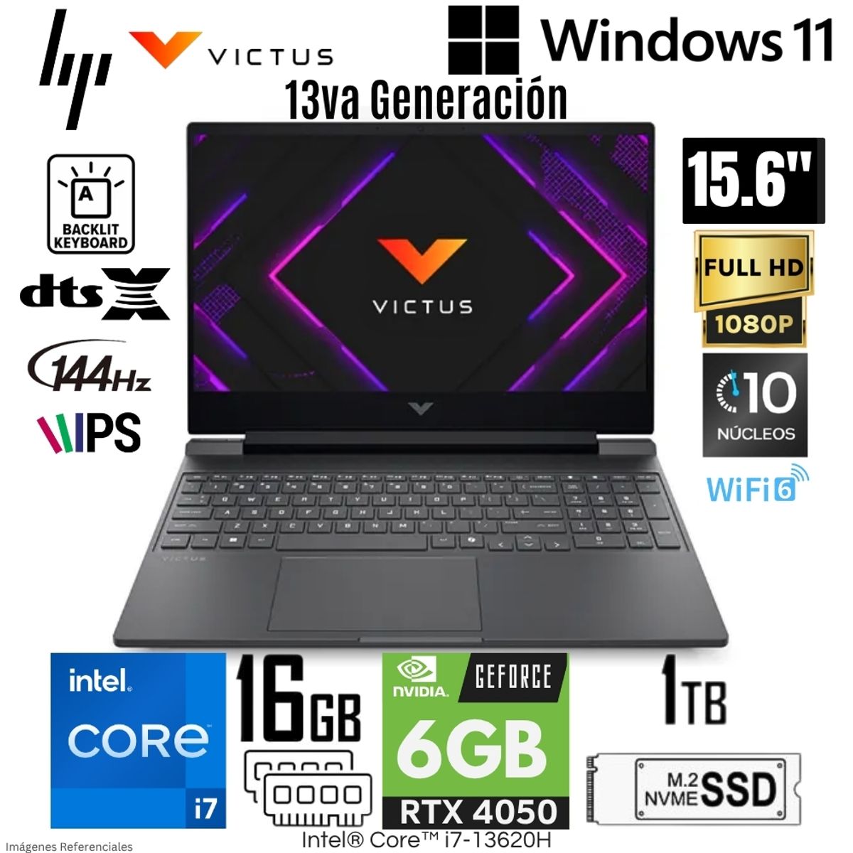 HP - Laptop HP Victus 15-FA2012LA Intel Core i7-13620H 16GB RAM 1TB SSD RTX 4050-6GB  15.6"  FHD 144Hz
