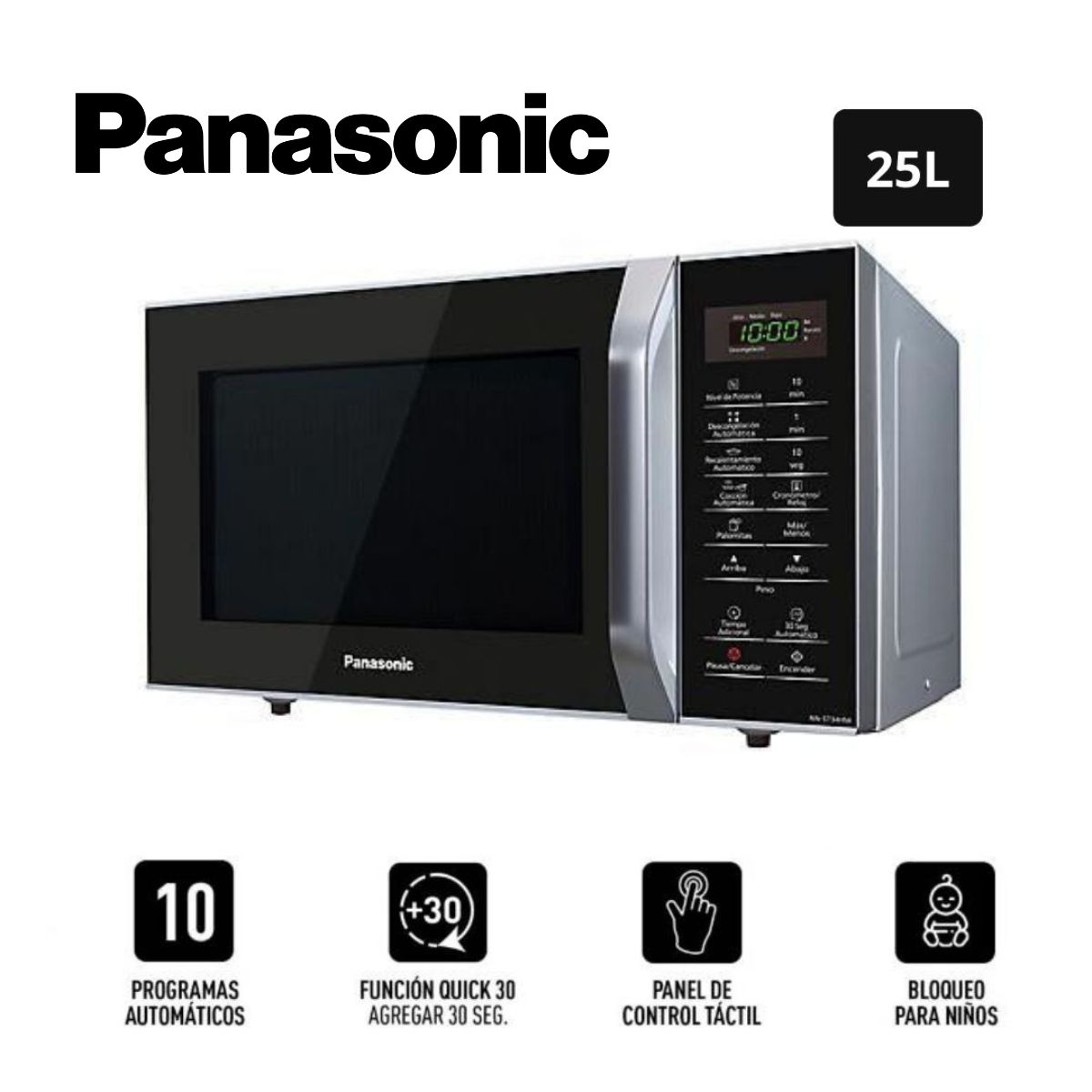 PANASONIC - Horno Microondas Panasonic 25 Litros Silver