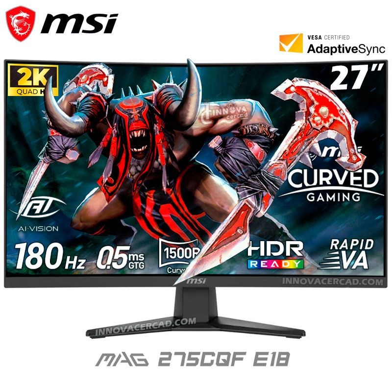 MSI - Monitor 27" Curvo MSI MAG 275CQF E18 WQHD 2560 x 1440 180HZ 0.5MS GTG