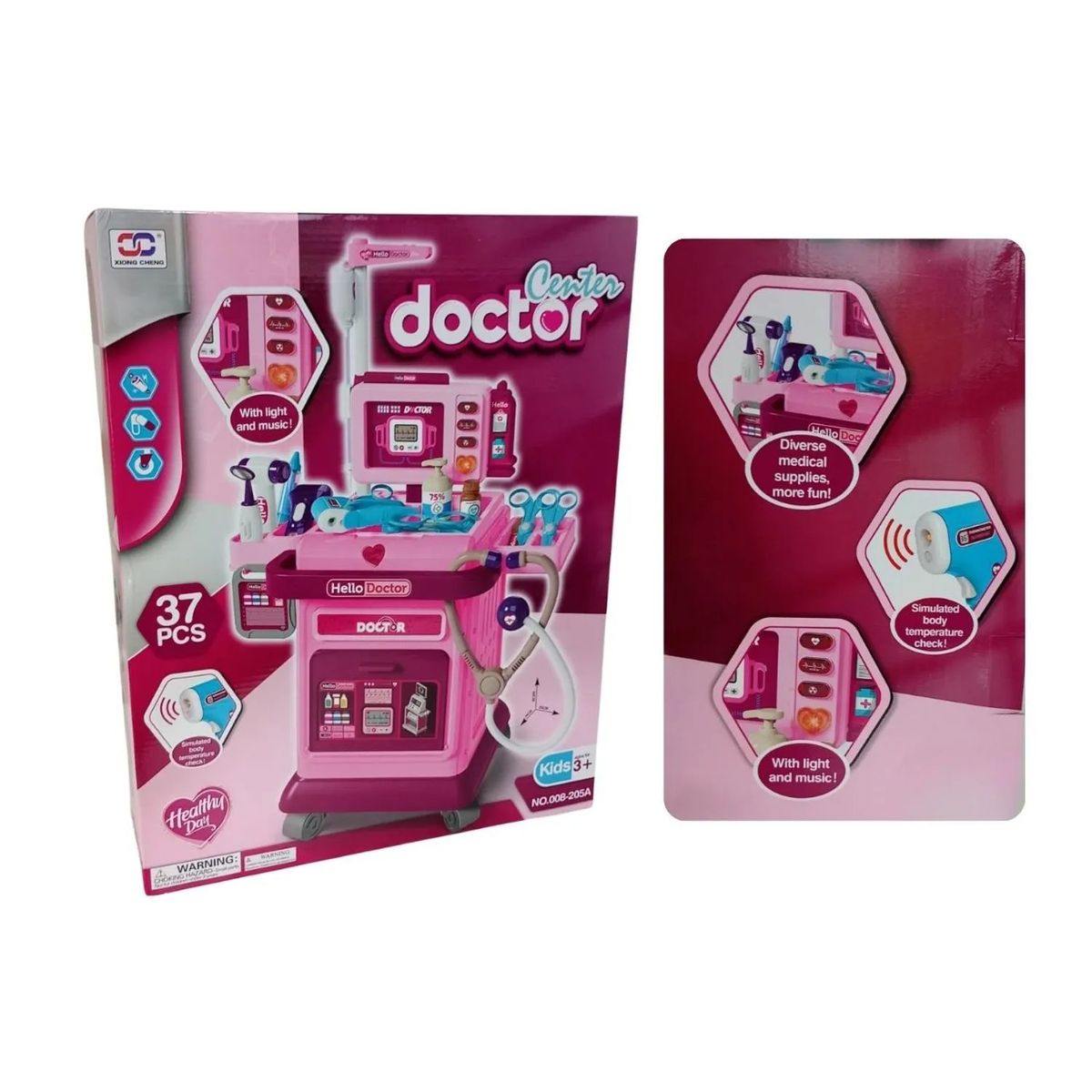 OEM - Set Didáctico Carrito Doctor Infantil Rosado para Niñas