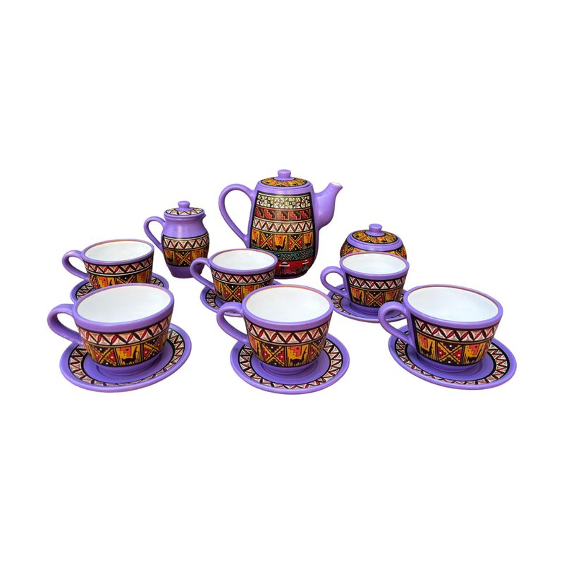 ACHALLAY ARTESANIA DE BARRO - Set de Té Cerámica 9 Piezas